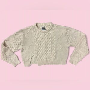 Future Collective Cream Cable Knit Sweater | Womens M | Chunky Cropped Cozy